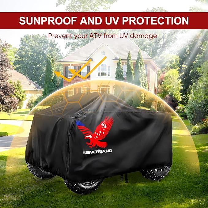 Neverland ATV Cover, Waterproof Heavy Duty 4 Wheeler Cover with Buckle, Dustproof Anti UV Windproof All Weather Outdoor Storage Quad Cover for Polaris Sportsman Yamaha Honda Coleman