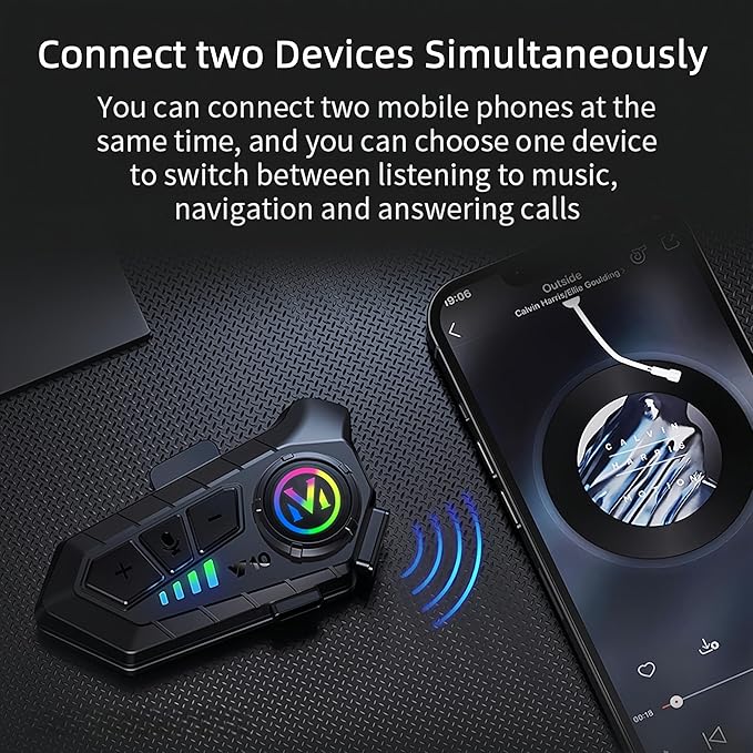 Motorcycle Helmet Wireless Headset Speakers with Hifi Sound,Noise Cancellation,25 Hours Battery Life,Boom Mircrophone,Easy to Install Use with Golves,IPX6 Waterproof,Voice Assistant,Link Two Devices