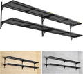 2-Pack 2 Tier 1.3x4ft Garage Shelving Wall Mounted, 800 lbs Load Capacity，15.6x48inch per Shelf Height Cassette Adjustable Floating Shelves(Black)