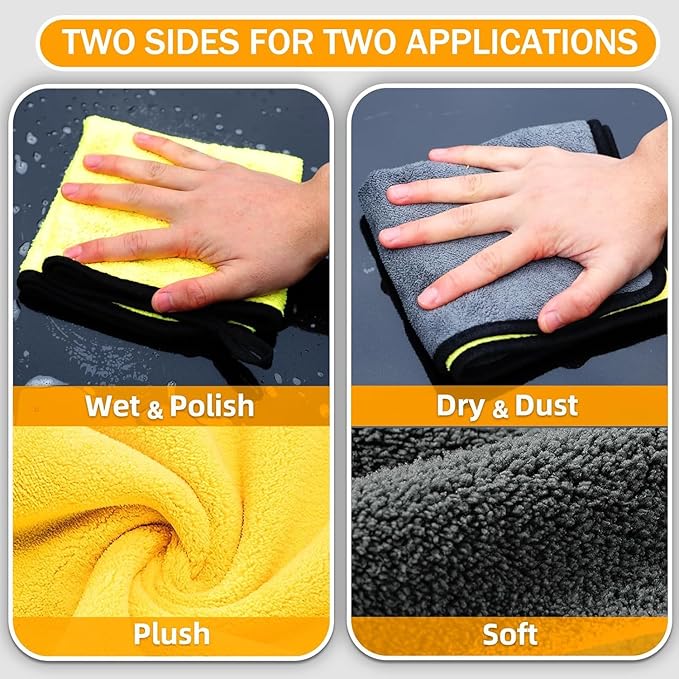 Microfiber Towels for Cars 6 Pack, Car Drying Towels for Wash, Cleaning, Soft and Absorbent Multipurpose Microfiber Cleaning Cloth for Car, Glass, Home, Household, 24" x 12"