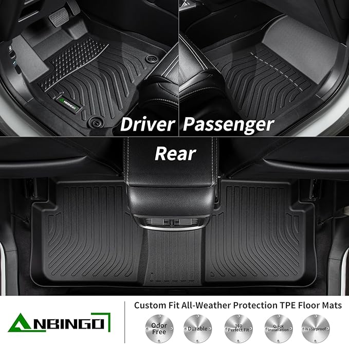 ANBINGO®Floor Mats Fit for Mini Cooper Countryman F60 2017-2024(Not for Manual Transmission) All Weather Mats for Countryman TPE Car Mat Rugs for Mini Countryman Rubber Trunk Carpet for Countryman