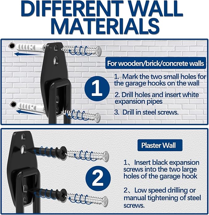 3-H Garden Hose Holder Wall Mount 4 Pack,Solid Steel Hose Hanger,Water Hose Holders for Outside,Perfect for Hanging Outdoor Air Hose,Ropes,Pipes,Garden Tools,Ladders,Bikes,Bulk Items(Gray)