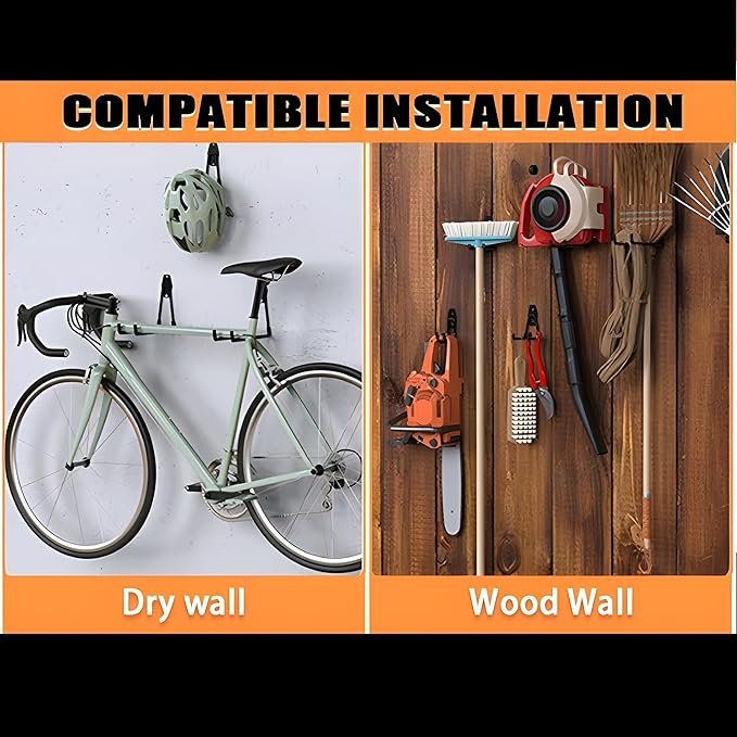 32 Pack Garage Hooks Heavy Duty,Utility Steel Wall Mount with Anti-Slip Coating Hanger & Organizer for Bulk Items,Bikes,Ladders,Power Tools,Ropes,and More Equipment