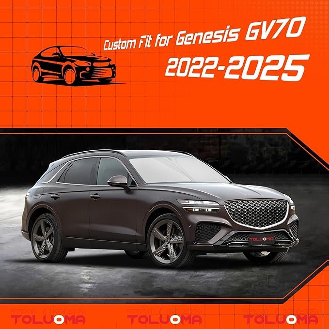 Custom Fit Windshield Sun Shade for Genesis GV70 2022-2025 - Full Coverage, 210T Reflective Fabric, Double-Layer Design - Blocks 99% UV Rays, Keeps Car Cool, Easy to Install and Store