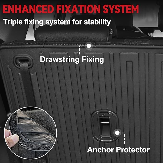 GALVAGNIATE Floor Mats for 2020-2024 2025 Hyundai Palisade 7-seat/8-seat Trunk Mat with Backrest Mat, All Weather TPE Cargo Liner Lower Cargo Mat for Palisade Accessories