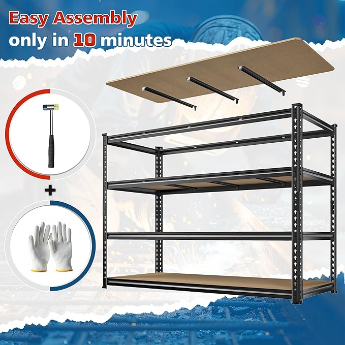 59.8" W Metal Shelving 59.8" H Storage Shelves 2200LBS Garage Shelving Adjustable Metal Shelves Heavy Duty Pantry Shelf for Basement Warehouse Garage Pantry 59.8" W x 24" D x 59.8" H