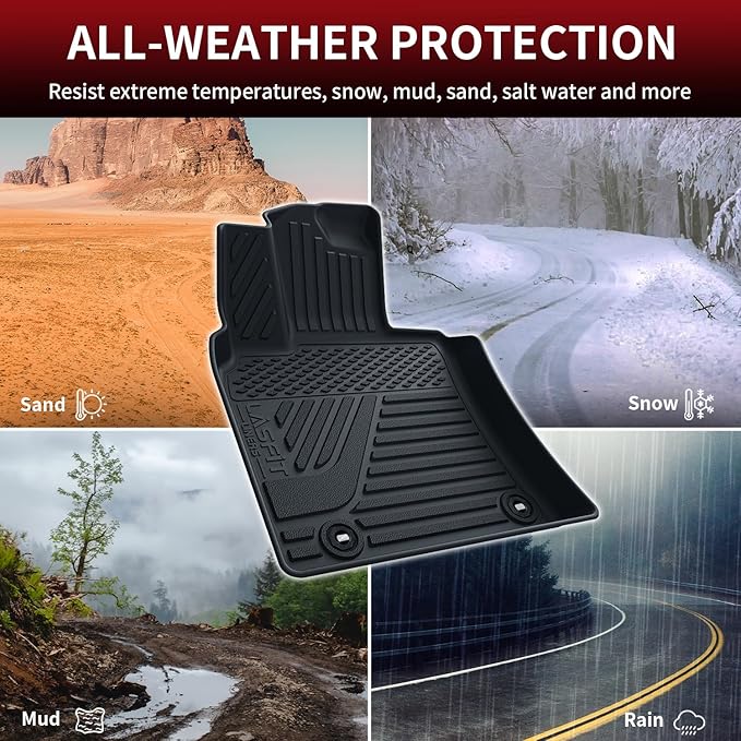 LASFIT Floor Mats&Trunk Mat for Toyota Camry 2025 Hybrid/LE/SE/XLE/XSE, All Weather Custom Fit TPE Floor Liners for Camry 2025 Front & Rear Full Set Car Mats, Black.