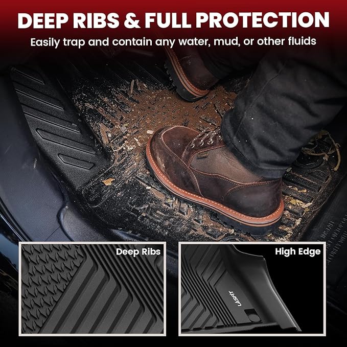 LASFIT Floor Mats & Trunk Mat & Backrest Mats for Acura Mdx 2022-2026 Cargo Mat All Weather TPE Mats Custom Fit Floor Liner for Mdx 1st & 2nd & 3rd Row Car Mats & Cargo Liner, Black, Easy to Clean