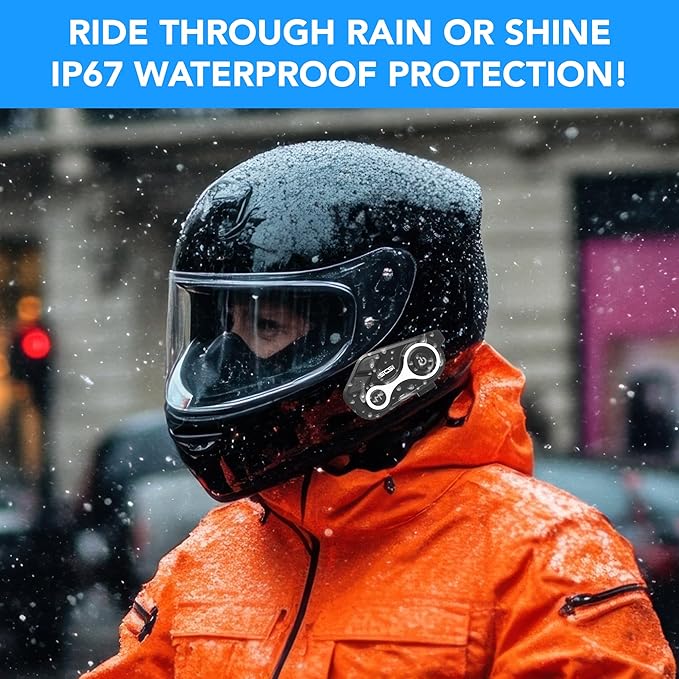 Motorcycle Bluetooth Intercom 1000m 2 Riders Motorbike Helmet Communication System Headset Universal Wireless Interphone (Waterproof/Handsfree/Stereo Music/GPS/FM/2 Pack)