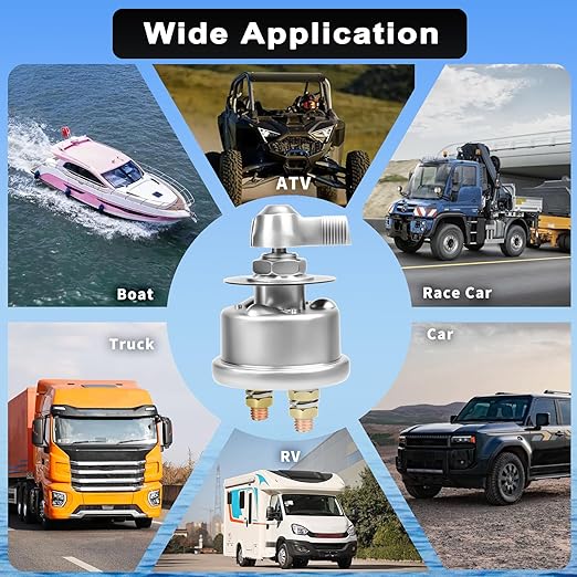 200A High Current Master Battery Disconnect Switch,12-48V Battery Power Cut Off Isolator Killer Switch with Face Plate for Car Vehicle RV Truck Boat Marine ATV