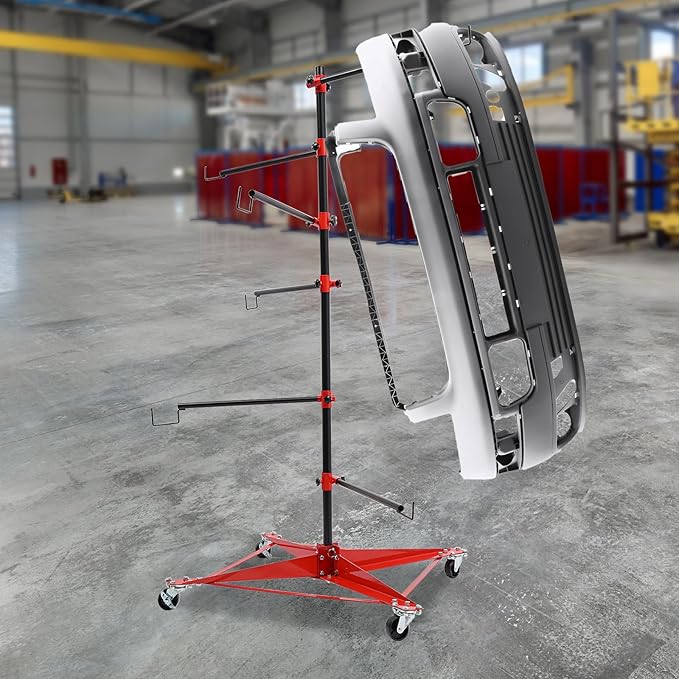Panel Tree Stand for Painting Rotatable FreeStanding Panel Paint Holder with Wheels Adjustable Center Post for Hang Automotive Doors Fenders Bumpers, Car Repair Shops, Garages(29.5*29.5*70.87in)