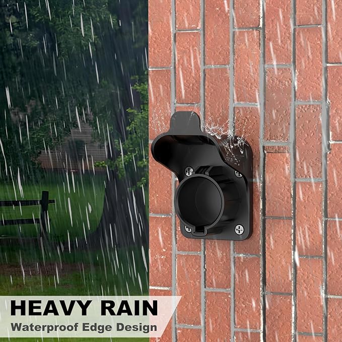 J1772 EV Charger Holder Wall-Mount for Garage Wall/Outdoor Post, Electric Vehicle Charger Nozzle Holster Dock Hook for All J1772 EVs Cable/Cord Plug & Connector Hanger Bracket Waterproof