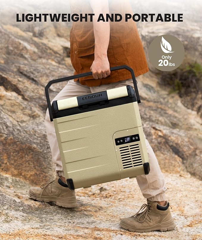 EENOUR D18 12 Volt Car Refrigerator, Portable Freezer with Detachable Battery 19Qt/18L, Battery & Solar Powered Cooler, -4~50℉, 12/24V DC, 110~240V AC, 12V Fridge for Camping, Road Trips, RV, Truck