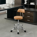 Ergonomic Desk Stool(Sturdy Rolling Stool with Back)(Swivel Armless Office Chair 19.5’’-26.6’’) Adjustable Footrest Salon Chair (Camel Brown)