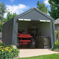 Quictent Heavy Duty 10x10FT Carport Shelter with Roll-Up Mesh Windows & Reinforced Frame, Portable Garage Canopy for Motorcycle Storage, Outdoor Equipment, Patio Furniture Cover - Dark Gray
