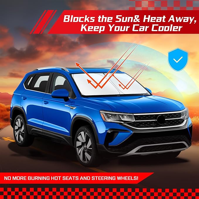 ARISMOTOR Windshield Sun Shade for Volkswagen VW Taos 2022-2025 2026, Custom Fit Foldable Front Window Sunshade Sun Visor Protector, Block UV Rays Keep Your Car Cooler