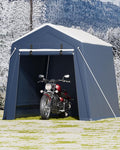 6x6 FT Motorcycle Shed, Durable Outdoor Motorcycle Storage Tent with Roll-Up Ventilated Zipper Door and Windows, Outdoor Garage Canopy for Motorcycle, Bike