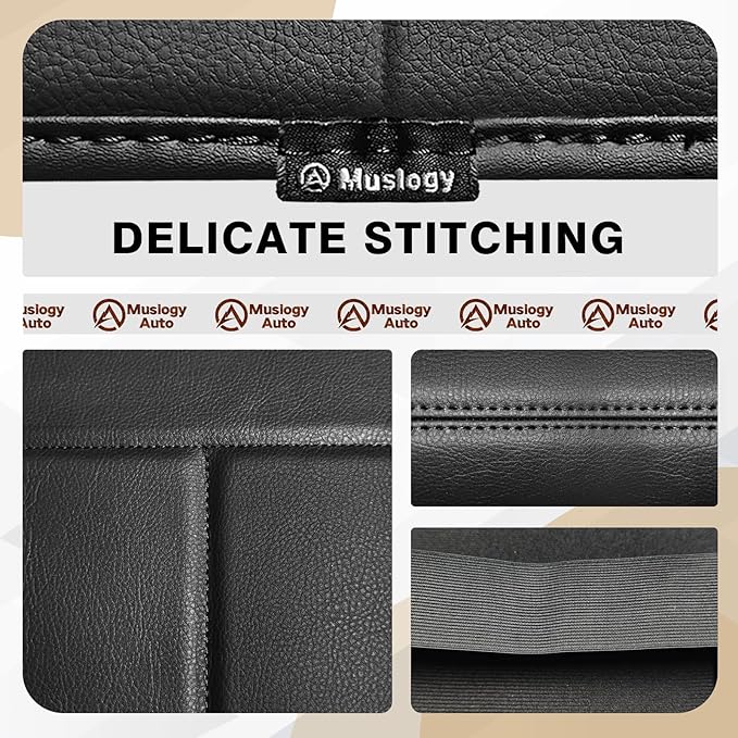 Muslogy Center Console Armrest Cover Compatible with Ford F250 F350 F450 2011-2016 Super Duty Comfort Armrest Pad Arm Rest Cushion Vegan Leather Protector Regular Thick(Bucket Seat ONLY)