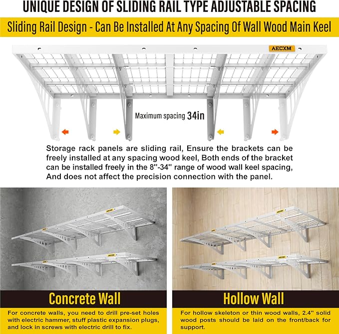 2x3ft 4Pack Wire Shelving Unit Heavy Duty Garage Storage Shelves Wall Mounted White 1120lbs Load Capacity（24-inch-by-36-inch）