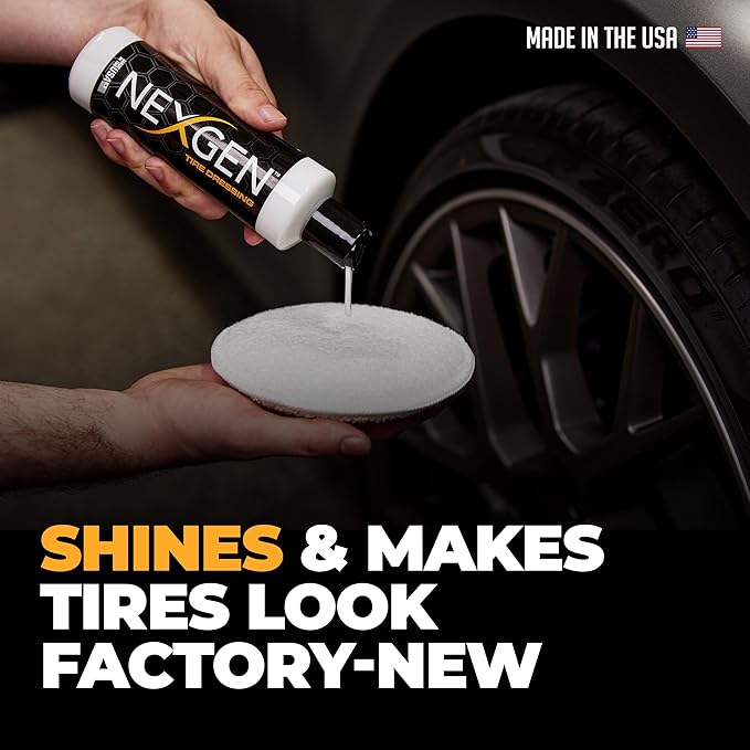 Nexgen Tire Dressing (Gallon) - Long-Lasting Tire Shine & UV Protection - Repels Dust & Debris - On-The-Go Car Detailing - Car Cleaning Supplies - for Tires, Dashboards, & Trim