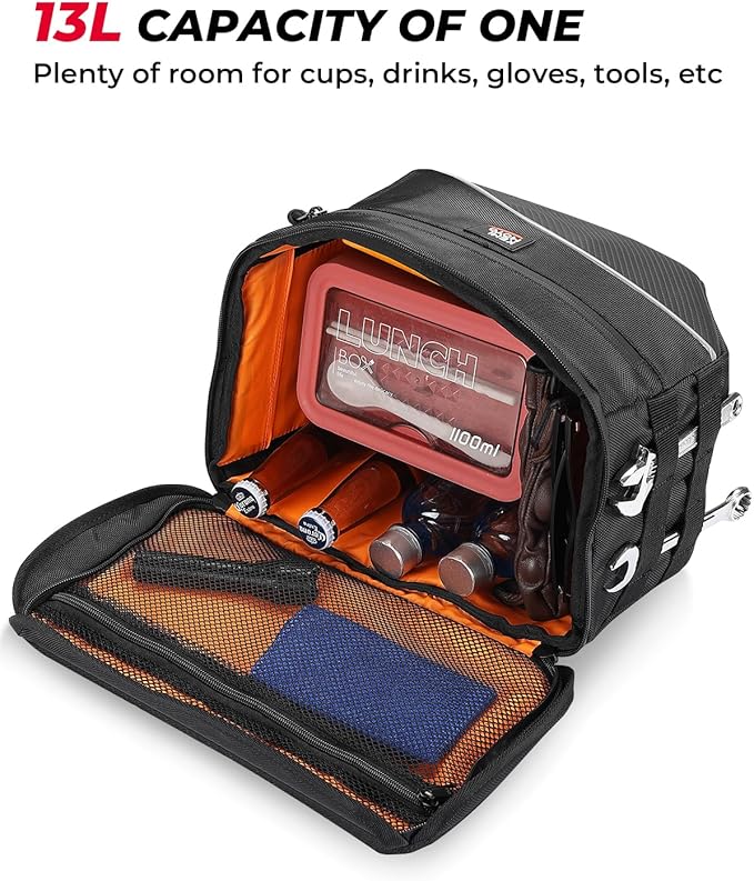 KEMIMOTO Upgrade Motorcycle Saddle Bags Middle-Sized Throw Over Saddlebags Orange Liner Scooter Panniers 26L Universal Compatible with Softail Sportster Cruiser Motorbike Dirt Bike