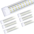 6 Pack, 8FT LED Shop Light Fixture, 144W 18500LM 5000K, Daylight White, U Shape, Clear Cover, Hight Output, Linkable Shop Lights, T8 LED Tube Lights, 8 LED shop lights for garage 8 foot with plug