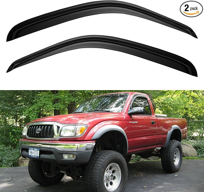 Window Visors Rain Guards for 1995-2004 Toyota Tacoma Regular Cab, Out-Channel Window Vent Wind Deflectors Visors Shades for 95-04 Tacoma Standard/Access Cab, 2PCS