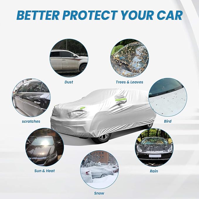 SUV Waterproof Car Covers for Automobiles All Weather Season UV Protection Snowproof Outdoor Full Cover Universal Fit SUV Up to 190’’