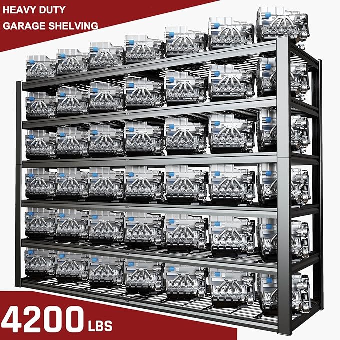 67" W Garage Shelving Heavy Duty, Adjustable 6 Tier Metal Shelves, Commercial Metal Shelf Rack, Industrial Shelving, 2 Pack