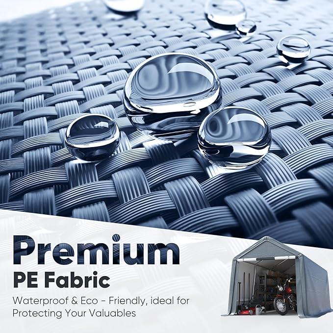 Quictent Heavy Duty 8x10FT Carport Shelter with Roll-Up Mesh Windows & Reinforced Frame, Portable Garage Canopy for Motorcycle Storage, Outdoor Equipment, Patio Furniture Cover - Dark Gray