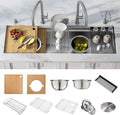 KRAUS Kore 57-inch Undermount Workstation 16 Gauge Single Bowl Stainless Steel Kitchen Sink with 10 Accessories, KWU210-57