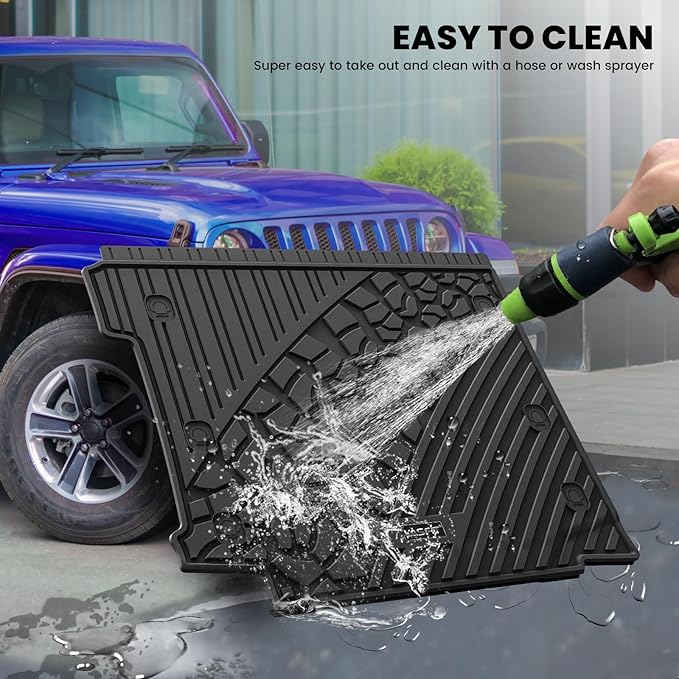 LASFIT Trunk Mat for Jeep Wrangler JL 2018-2025 4 Door Gas Type with Subwoofer and Flat Load Floor (Not for JK/Not PHEV/Not 2-Door) All Weather TPE Custom Fit Cargo Mat, Black