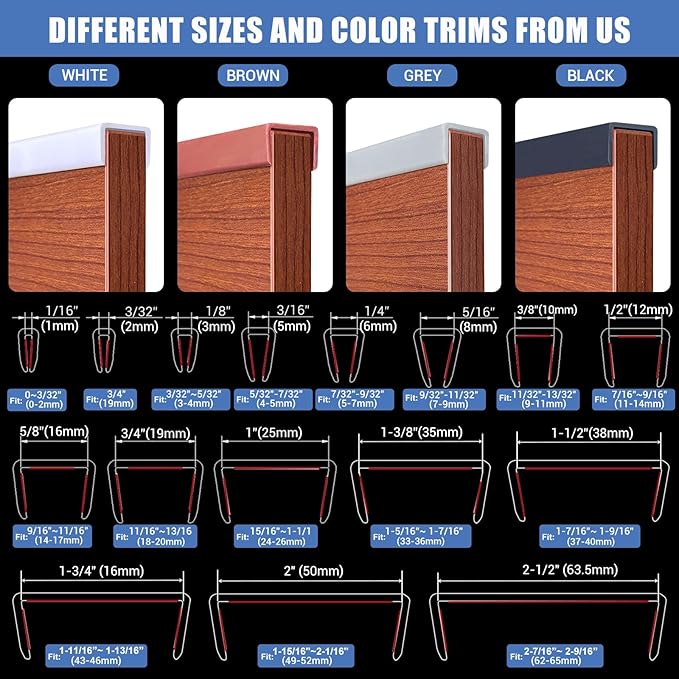 Rubber Edge Trim, Flexible Self Adhesive U Shaped Peel and Stick Edge Banding, 1-1/2"(38mm) U Channel Edge Protector, Edge Guards for Woods, Furniture, 20Ft, Grey Color