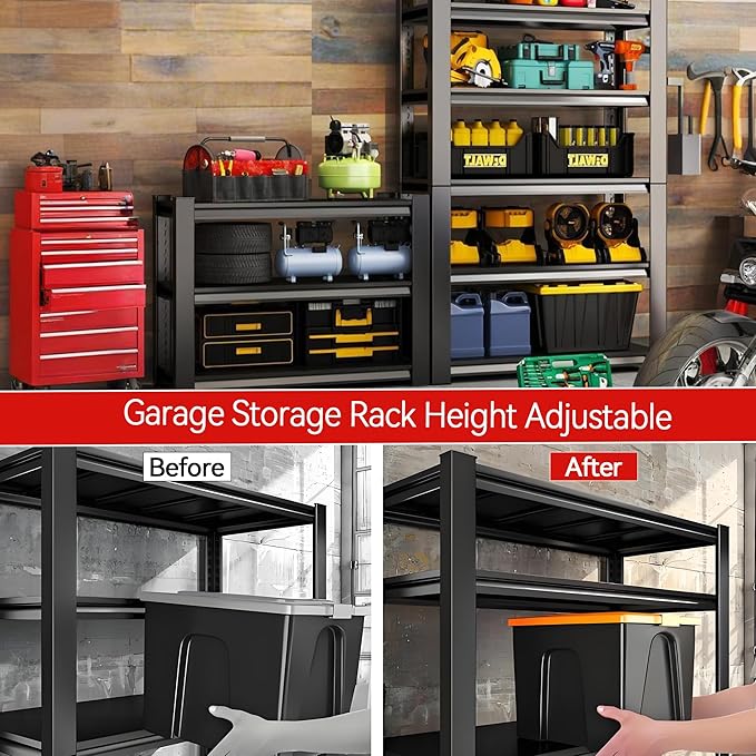 Metal Garage Shelving Unit, Heavy Duty 5-Tier Adjustable Storage Rack, Steel Shelving,2000 lbs Capacity, Industrial Shelves for Heavy Tools and Equipment (5-Tier 71" H x 36" W x 14" D)