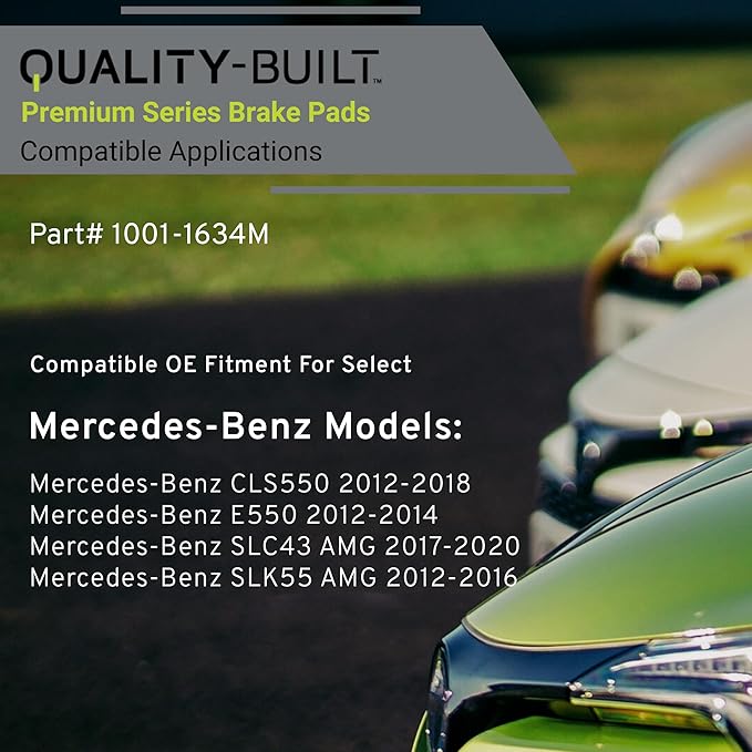 Premium Semi-Metallic Front Brake Pads (1001-1634M) Compatible with Mercedes-Benz CLS550 2018-2012, E550 2014-2012, SLC43 AMG 2020-2017, SLK55 AMG 2016-2012