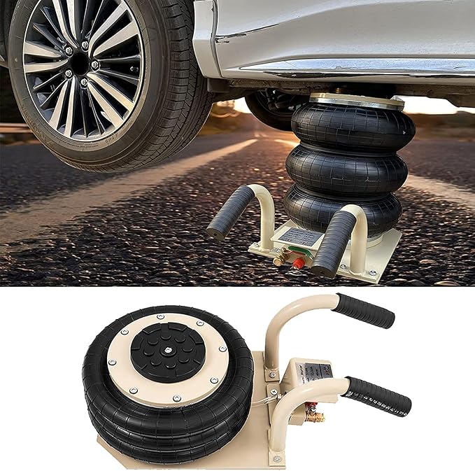 CXRCY 3 Ton Air Jack for Cars & Trucks - 6600LBS Capacity Pneumatic Airbag Jack with Short Handle, Fast Lifting up to 16 Inch for Cars,Trucks (White Triple Bag Air Jack)