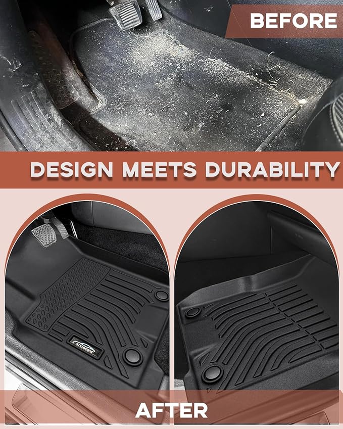 Custom Fit All-Weather TPE Ruber Floor Mats for Nissan Armada/Infiniti QX80 2019-2024 | Waterproof, Anti-Slip Front & Rear Row Floor Liners Automotive Accessories | 3-Piece Set (Black)