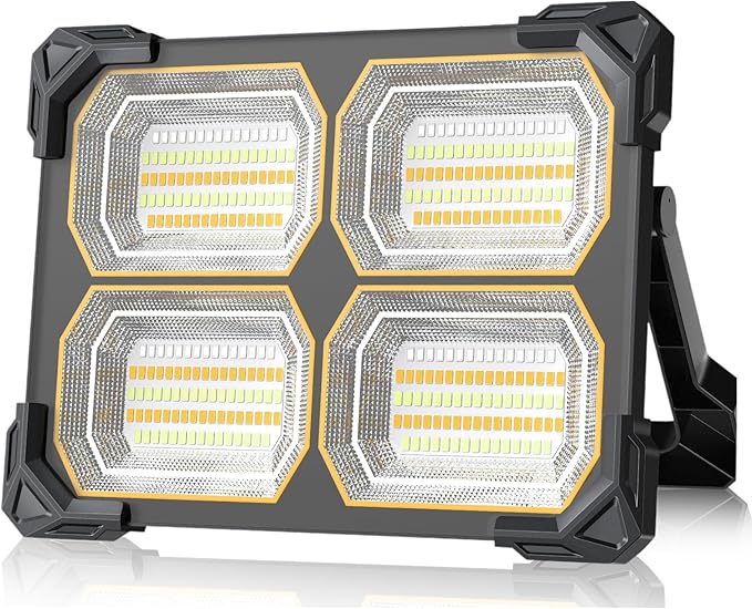 300W Led Work Light Rechargeable,26000MAh Solar Portable Light, 26000LM Magnetic Work Lights, 326 Led Battery Work Lights with Stand 5 Lights Modes IP66 Waterproof for Outdoor Camping Car Repairing
