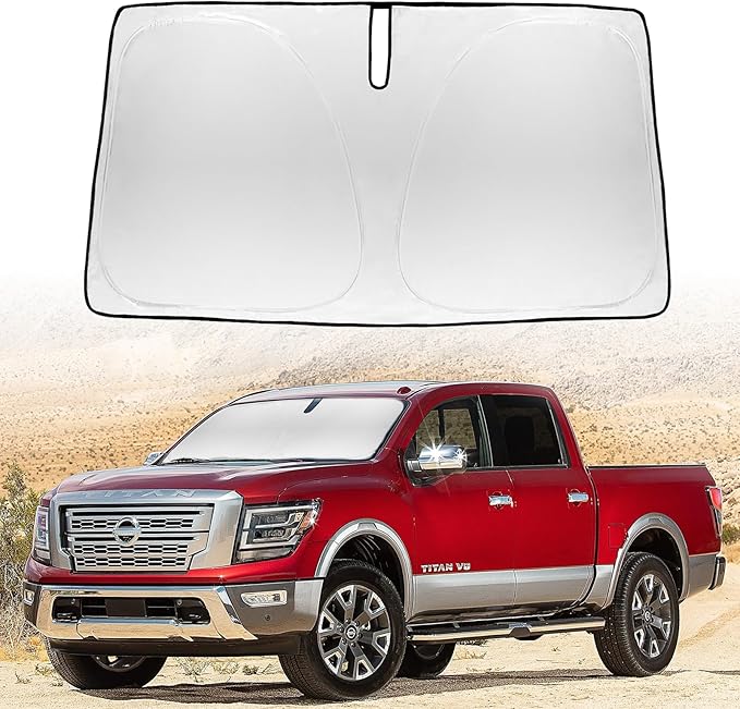 Sunshade Car Windshield Sun Shades for Titan 2024 Pickup Front Window Shield for Nissan Titan 2016-2023 Windshield Cover for 2021 2022 Nissan NV 1500 3500HD Van Minivan Foldable Sun Visor Accessories