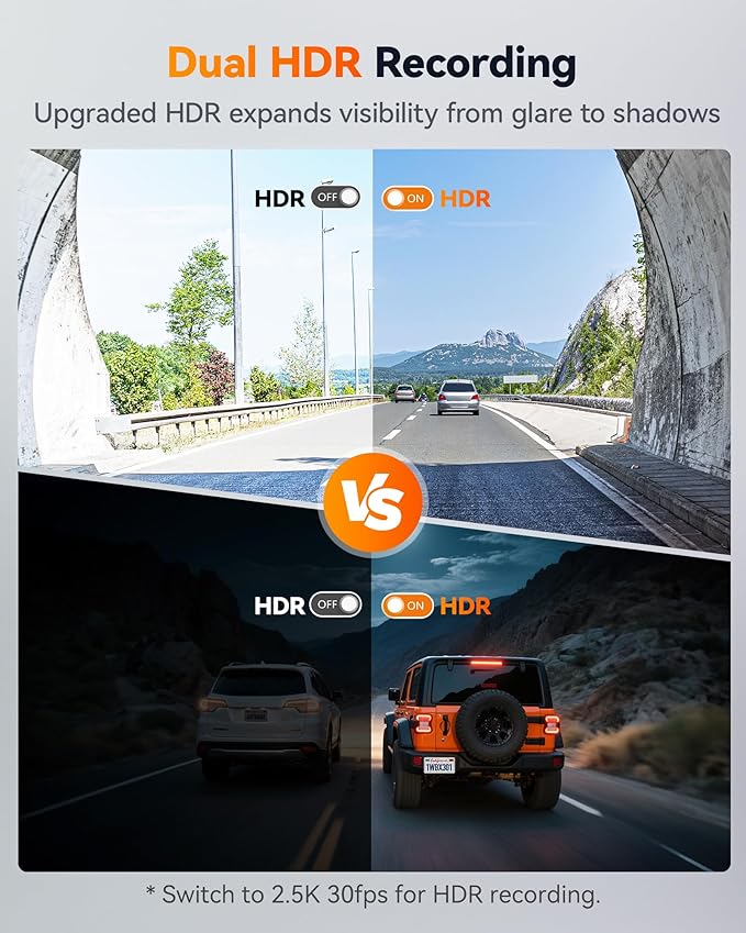 WOLFBOX X3 2.5K 60FPS Dash Cam, STARVIS 2 IMX675 with ADAS, 2.5K+1080P Dual Dash Cam Front and Rear, Built-in 5.8GHz WiFi & GPS, Included 64GB Card, Touch Screen, G-Sensor, Loop Recording