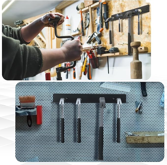 2 Pcs Metal Wall Mounted Hammer Rack Hand Tools Storage Screwdriver Organizer for Garage Workshop
