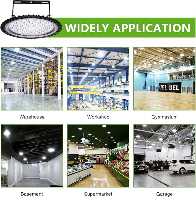 Viugreum 10 Pack 200W UFO LED High Bay Light, 20000LM 6500K Daylight White LED Warehouse Lighting, IP65 Waterproof Commercial Bay Lighting for Garage Barn Workshop