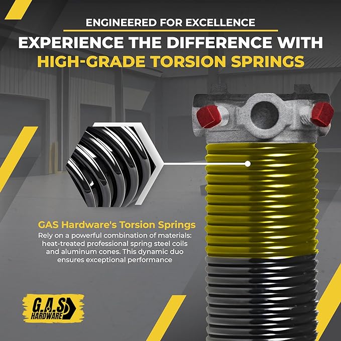 Garage Door Torsion Spring 250x2x34 Torsion Springs for Garage Door Repair Right Hand Wound Replacement for Left Side of Garage Door with 1" Steel Bearing, Gloves, Manual and Winding Bars (Red Cone)