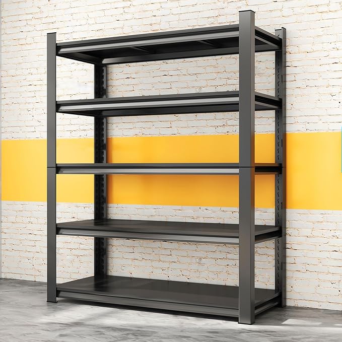 45.3" W Metal Garage Shelving Unit 3500LBS Metal Storage Shelves 5 Tier Adjustable Shelving Unit Garage Shelves for Kitchen Warehouse Pantry Basement,Rust-Resistant, 72" H x 45.3" W x 16" D,Black