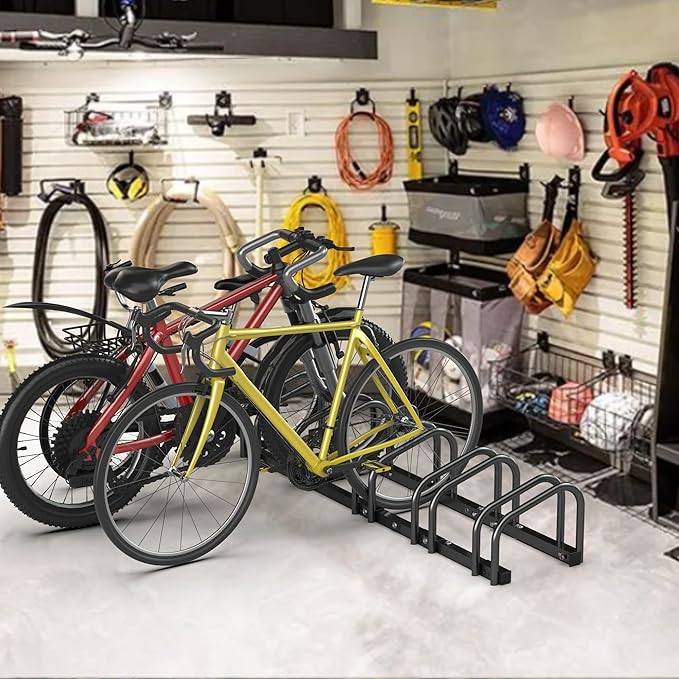Ultrawall Bike Storage Rack for Garage, 5 Bikes Floor Bike Stand, Bicycle Parking Holder Stand for Indoor/Outdoor, Fit 22-28" Wheel Tire Width 2.1"