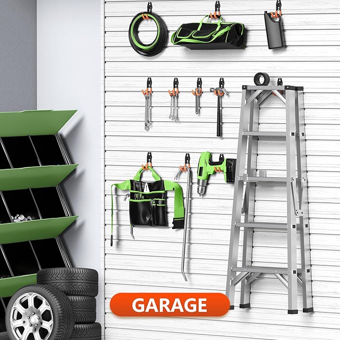 4 Pack 4.7x2.6 Inch Utility Steel Wall Mount Heavy Duty Garage Hooks with Anti-Slip Coating,Storage More Yard,Garden and Power Tools and for Hanging Hose,Ladder and Bike