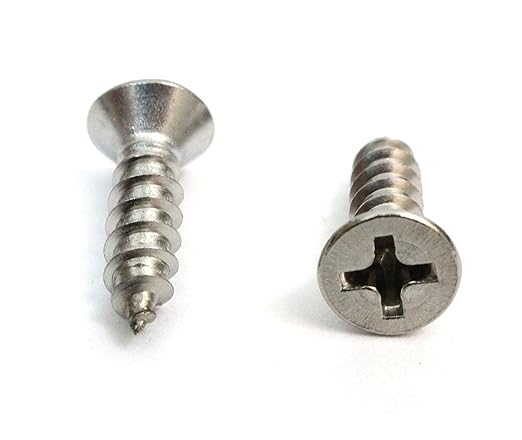 Bolt Dropper No. 6 x 3/4" Stainless Steel Flat Head Phillips Wood Screw, (100 pc), 18-8 (304) Stainless Steel Sheet Metal Screws- Type A Point, Plain Finish