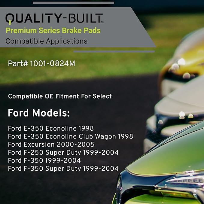 Premium Semi-Metallic Front Brake Pads (1001-0824M) Compatible with 1998-2005 Ford (E-350 Econoline/E-350 Econoline Club Wagon/Excursion/F-250 Super Duty/F-350/F-350 Super Duty)