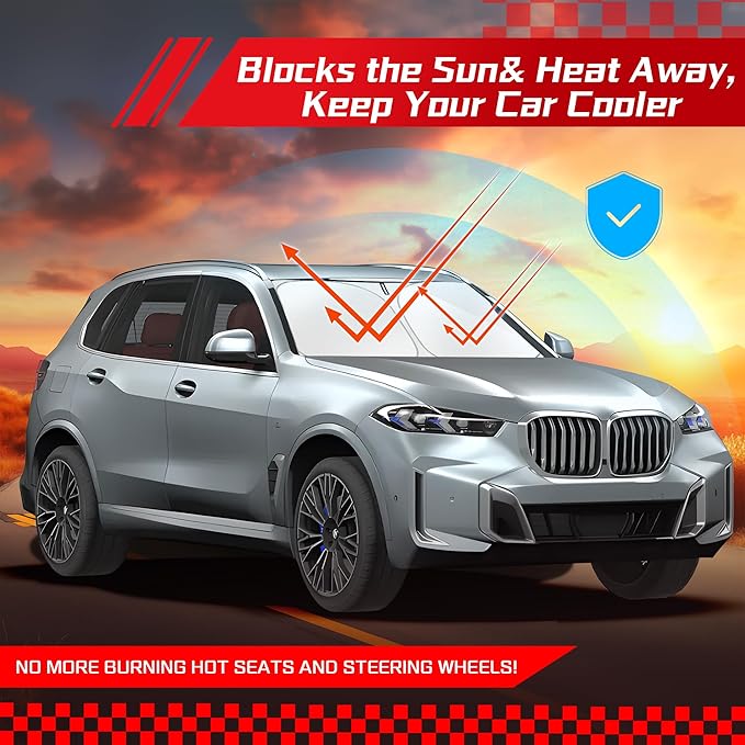 ARISMOTOR Windshield Sun Shade for BMW X5 2019-2025, Custom Fit Foldable Front Window Sunshade Sun Visor Protector, Block UV Rays Keep Your Car Cooler
