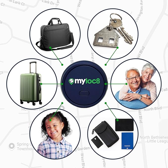 Highly Precise GPS Tracker for Keys, Backpack, Luggage & Kids – Built-in SIM, SOS Button - Smart Tag with Real-Time Tracking, Waterproof, iOS & Android Locator Device (4 Months Subscription incl)